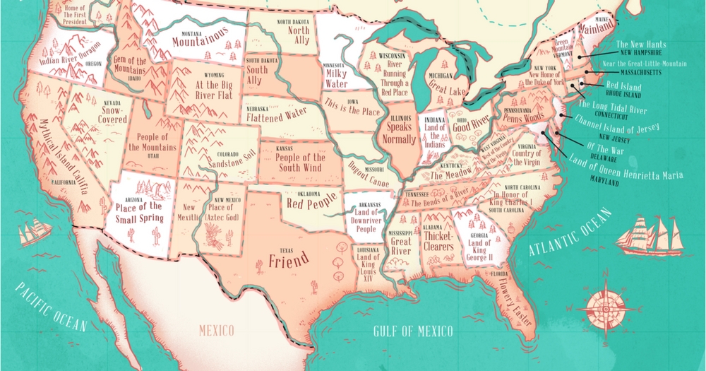 This Map Shows The Literal Translation Of State Names And Their Origins