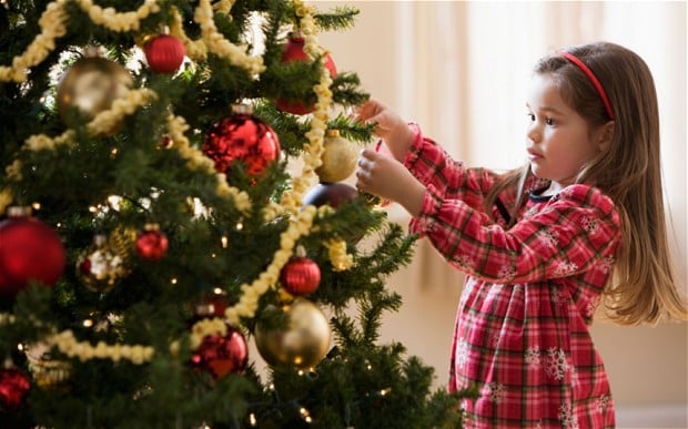 decorating a christmas tree