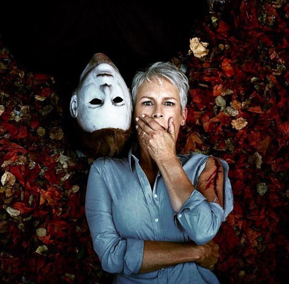 Actress Jamie Lee Curtis Posting With Halloween Co-Star