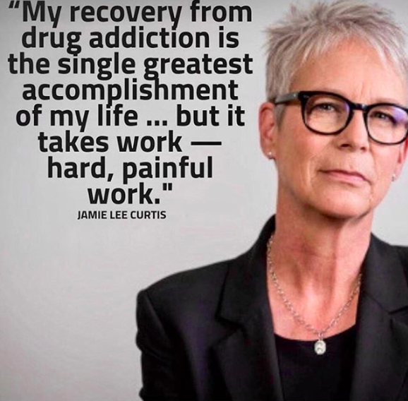 Jamie Lee Curtis Appearing Next To Her Quote About Drug Addiction And Recovery