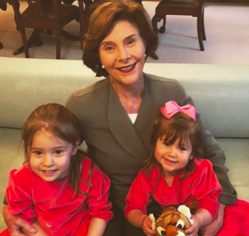 Laura Bush with granddaughters