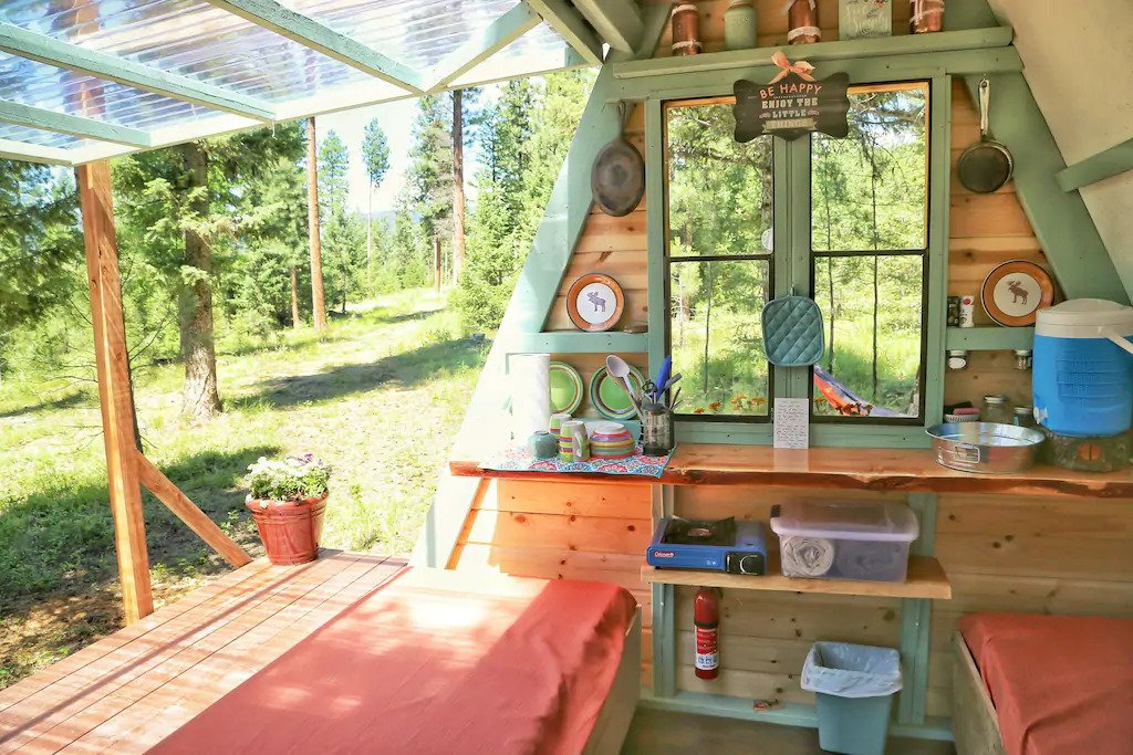 inside of tiny cabin 