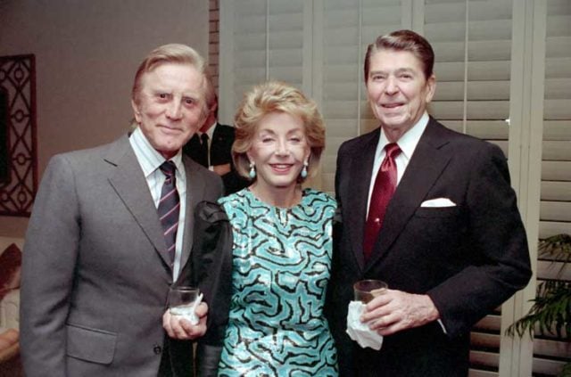 Kirk Douglas and Anne Buydens with Ronald Reagan