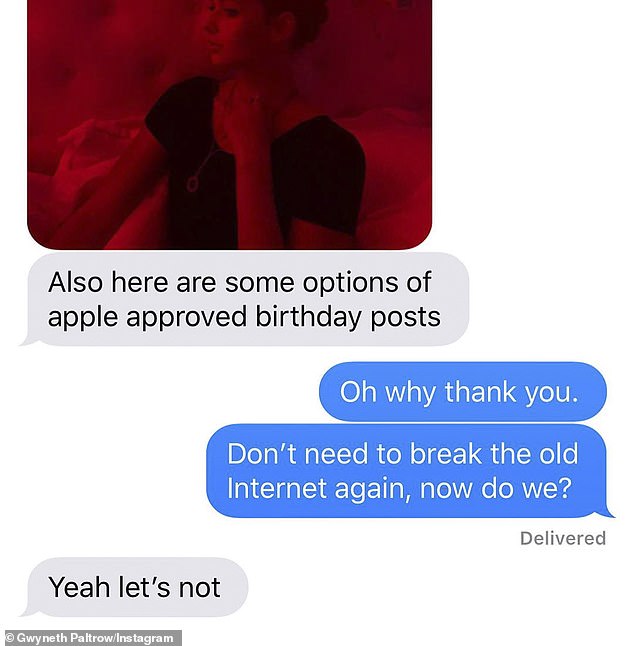 Apple and Gwyneth Paltrow screenshot texts