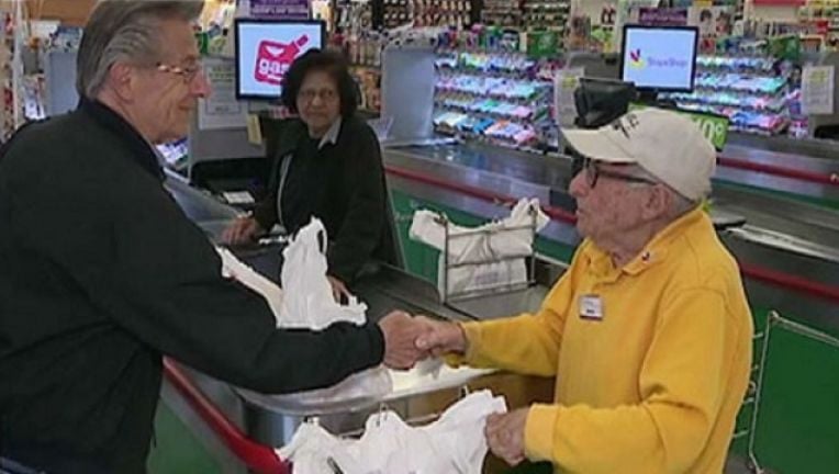 World War II veteran working at Stop & Shop