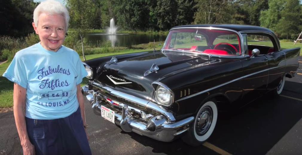 Grace Braeger with 1957 Chevy