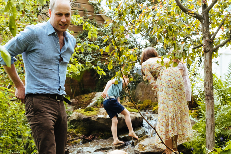 Prince William in the garden with his family