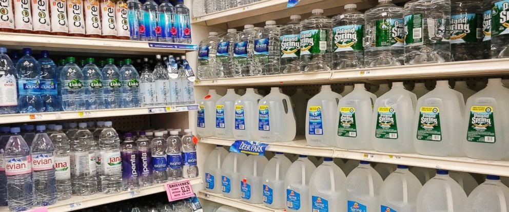 Bottled water in a grocery store