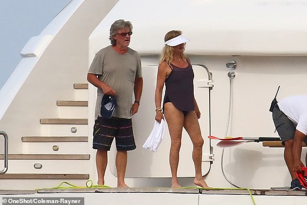 Goldie Hawn and Kurt Russell on a yacht together