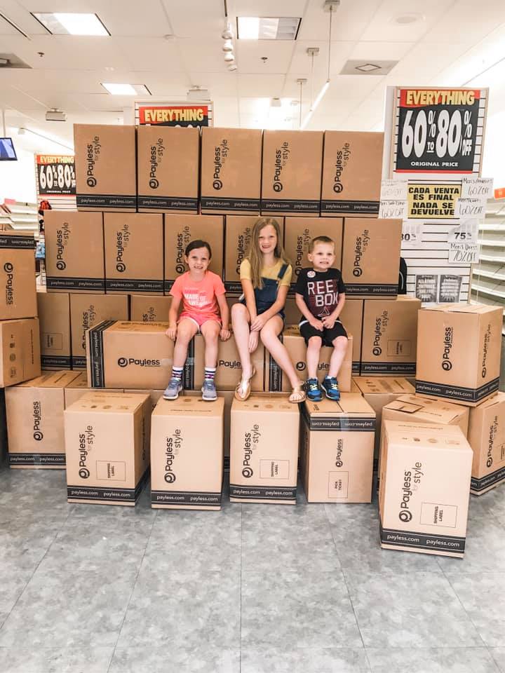 kids and payless boxes