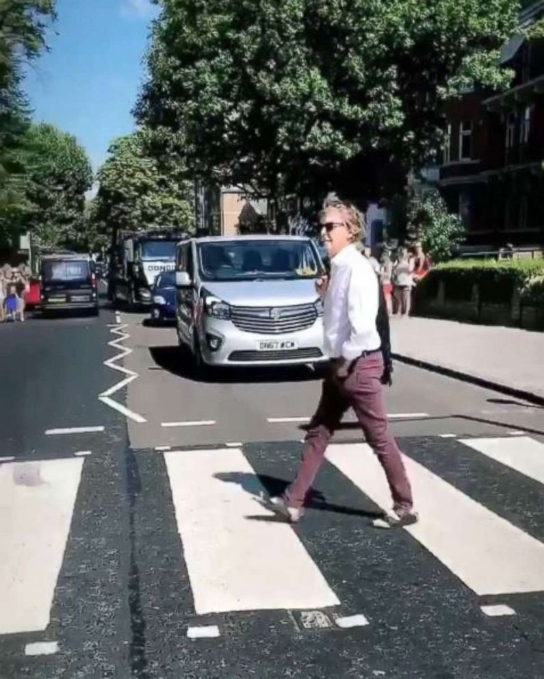 Paul McCartney crosses Abbey Road in 2018