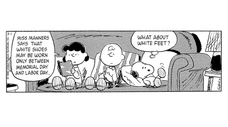 wearing white after labor day peanuts comic strip