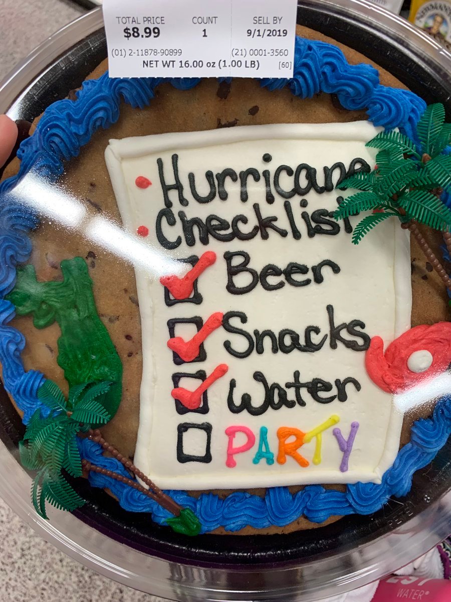 hurricane checklist cookie cake