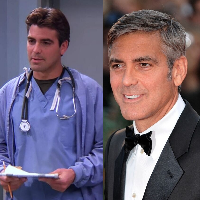 George Clooney went from dark haired on ER to a silver fox in most everything else!