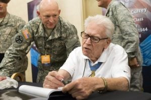 Medal of Honor recipient Francis Currey at an autograph session at the Congressional Medal of Honor Society convention in Knoxville, Tennessee