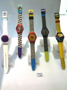 Some swatch watches looked simple and others had bold patterns