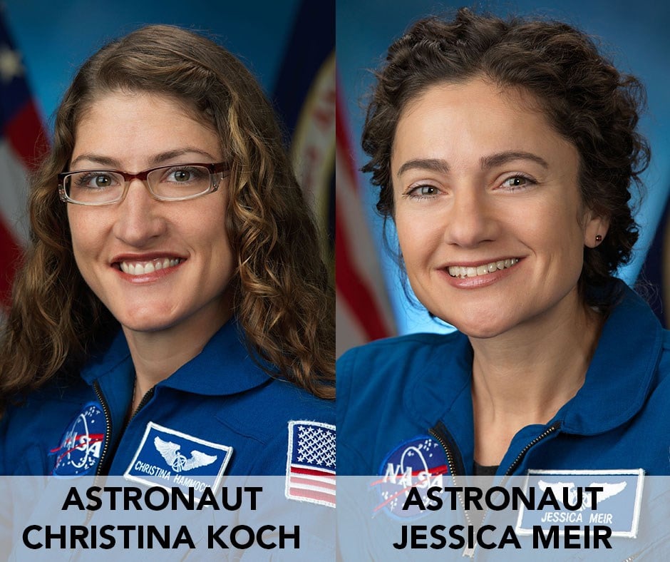 astronauts christina koch and jessica meir 