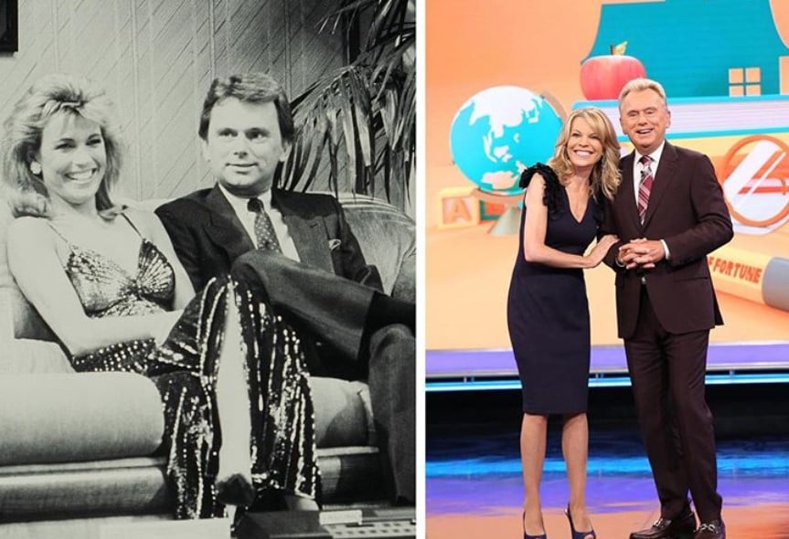vanna white pat sajak then and now wheel of fortune