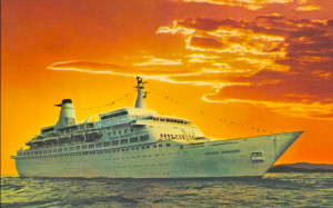 Though gone now, this cruise ship still impresses people on postcards