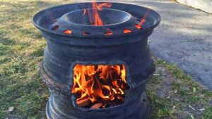 Fire pits made with car tire rims let you upcycle discarded items