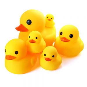 Rubber duckies were the ones...to make bath time a little less of a hassle