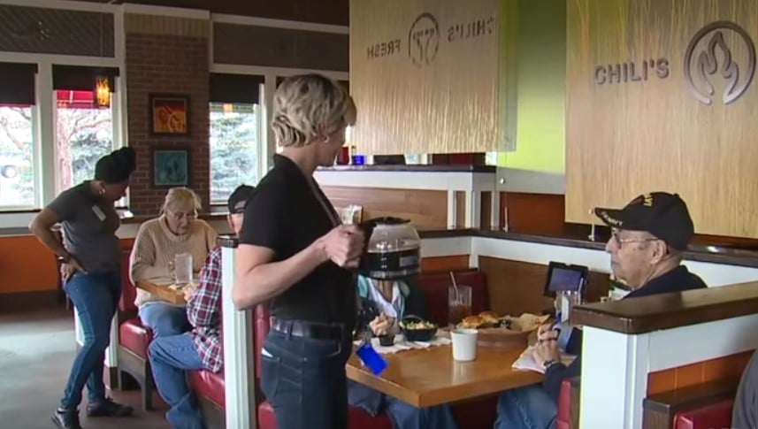 elderly couple eats at chilis every day 