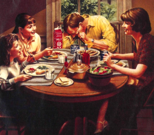 Families eating together is now a vintage concept from the 1970s