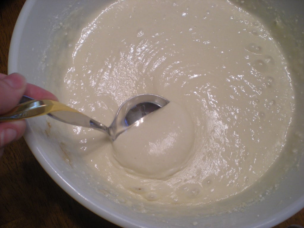 mixing cake batter 