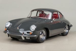 Pictured above is a 1963 Porsche 356 in gray, which was the starting color of Janis Joplin's vivid, painted car from a year later