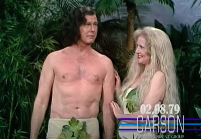 Johnny Carson and Betty White in 'Adam and Eve' skit 1979