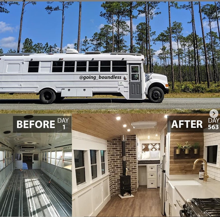 school bus transformation to tiny home