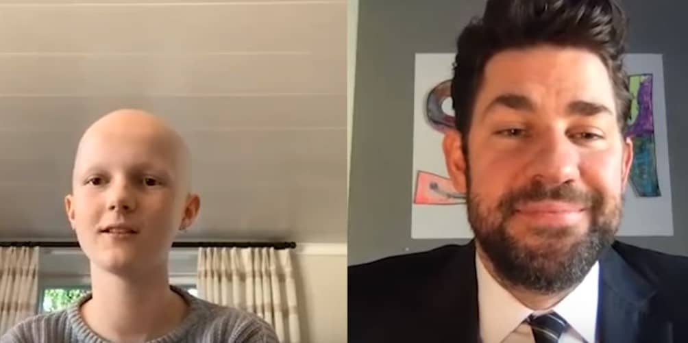 john krasinski talks to cancer free teen who went viral 