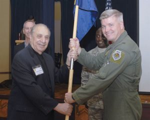 Gregory Melikian stands with 56th Fighter Wing commander Brig. Gen. J.D. Harris