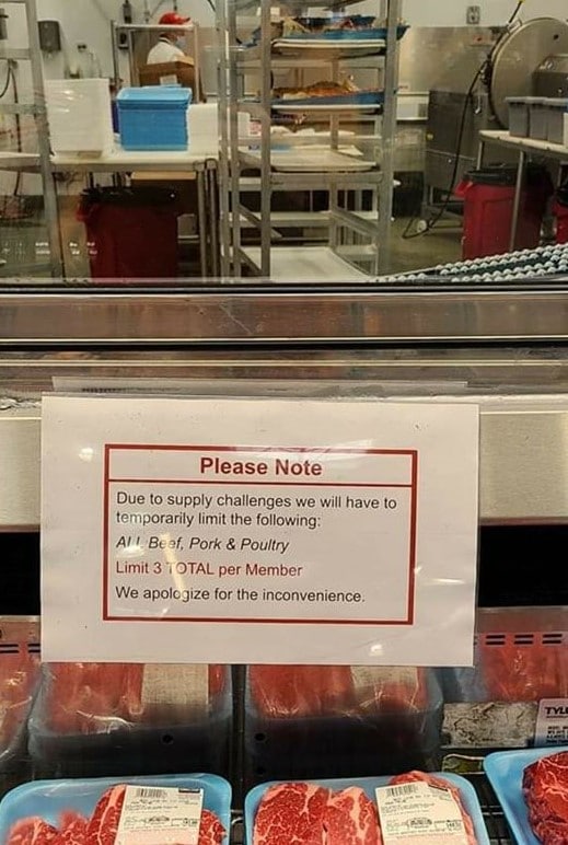 costco meat limit sign 