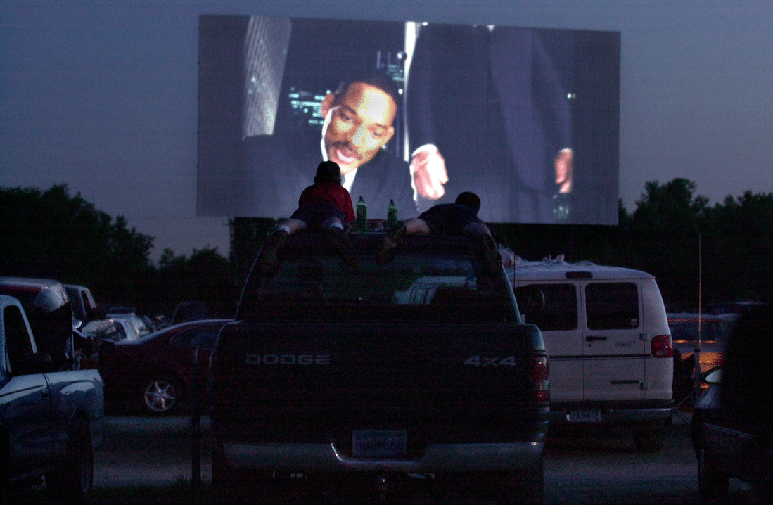 restaurants utilizing parking lots for drive-in movie theater