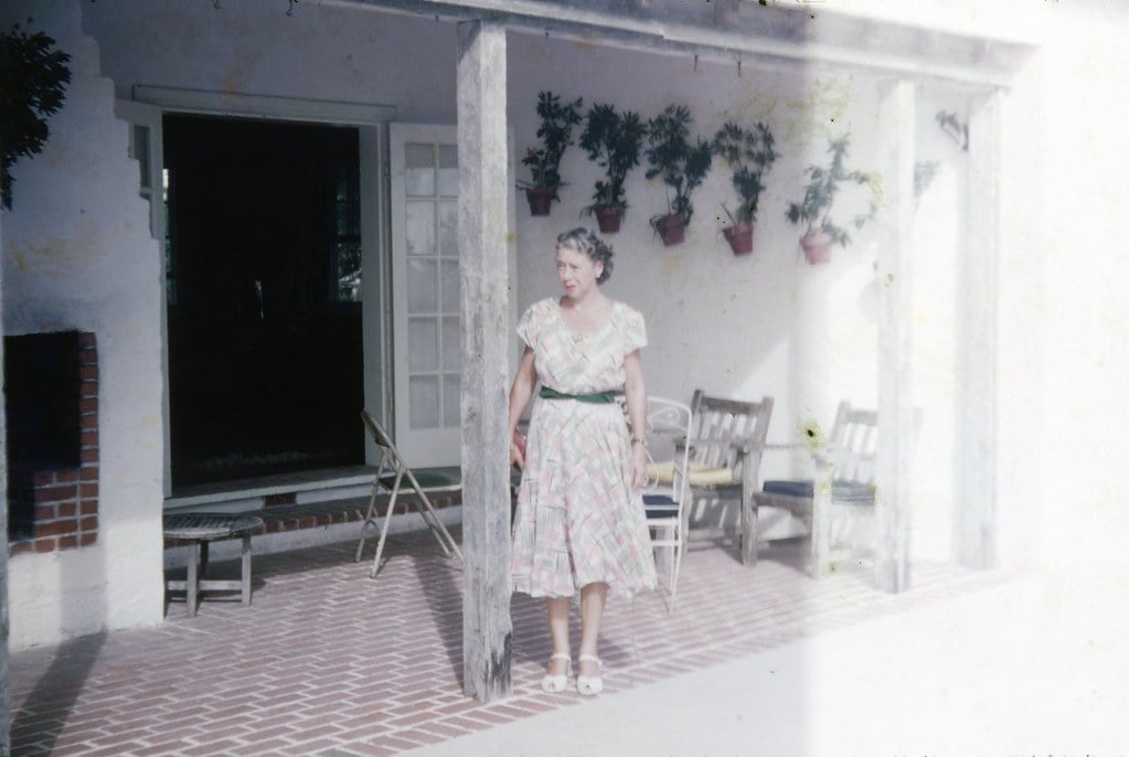 woman wearing a house dress 