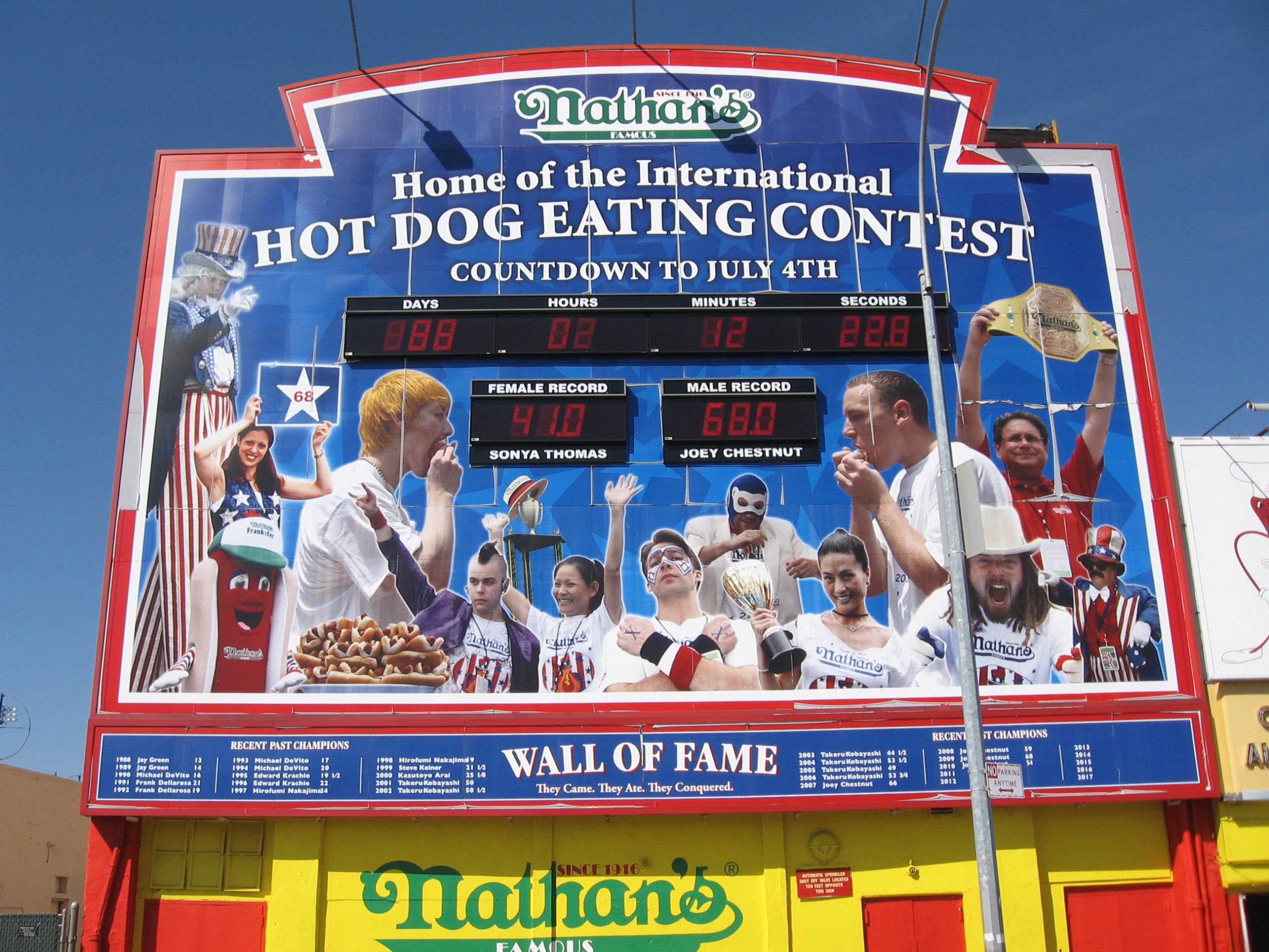 nathans hot dog eating contest sign 