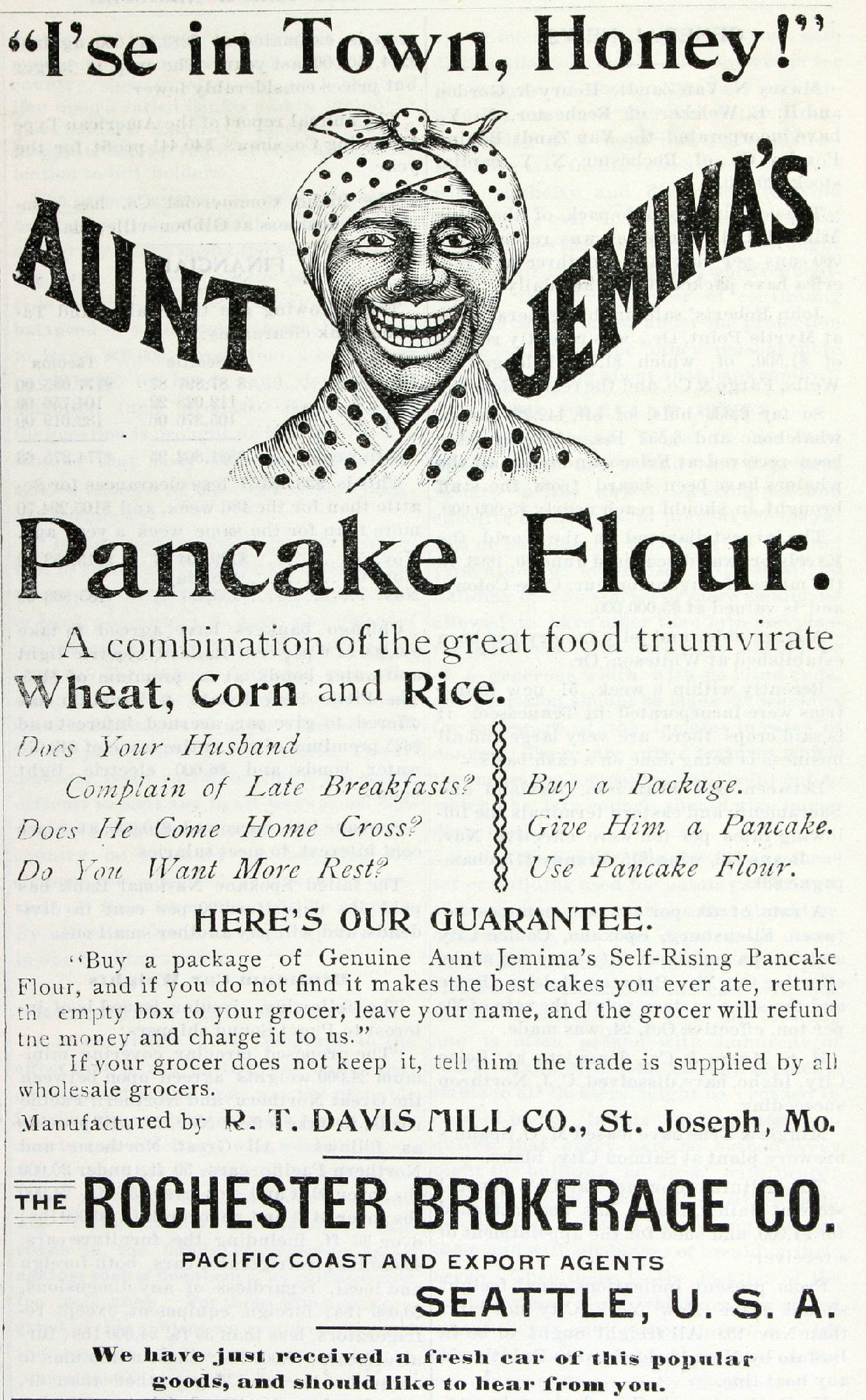old aunt jemima ad for pancake flour 