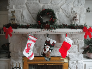 Christmas stockings hung for Santa to deliver some gifts