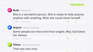 Some of the comments on Nextdoor about Rita Burns
