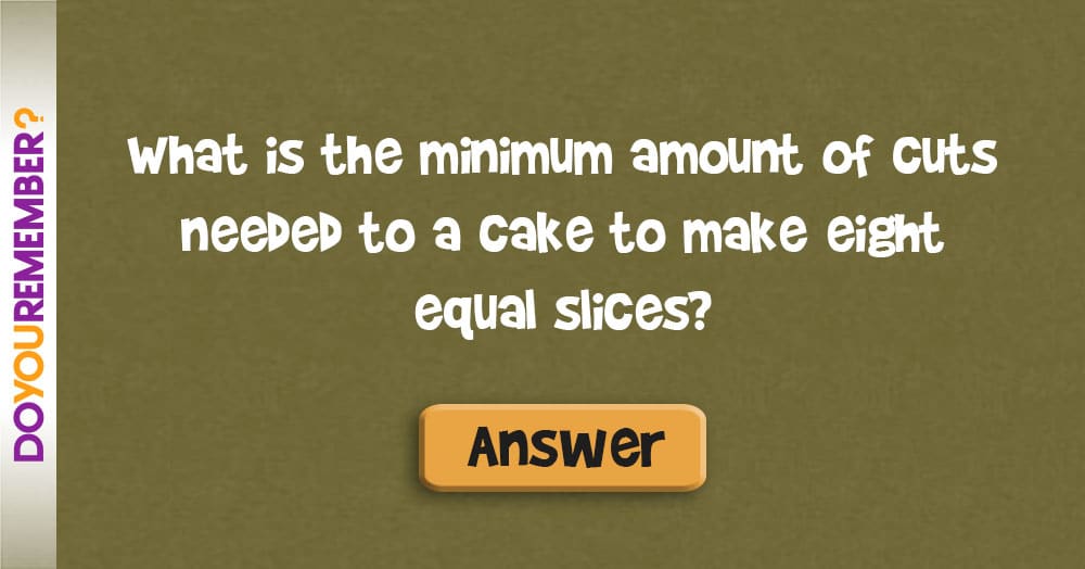 What is the Minimum Amount of Cuts Needed to a Cake to Make Eight Equal Slices?