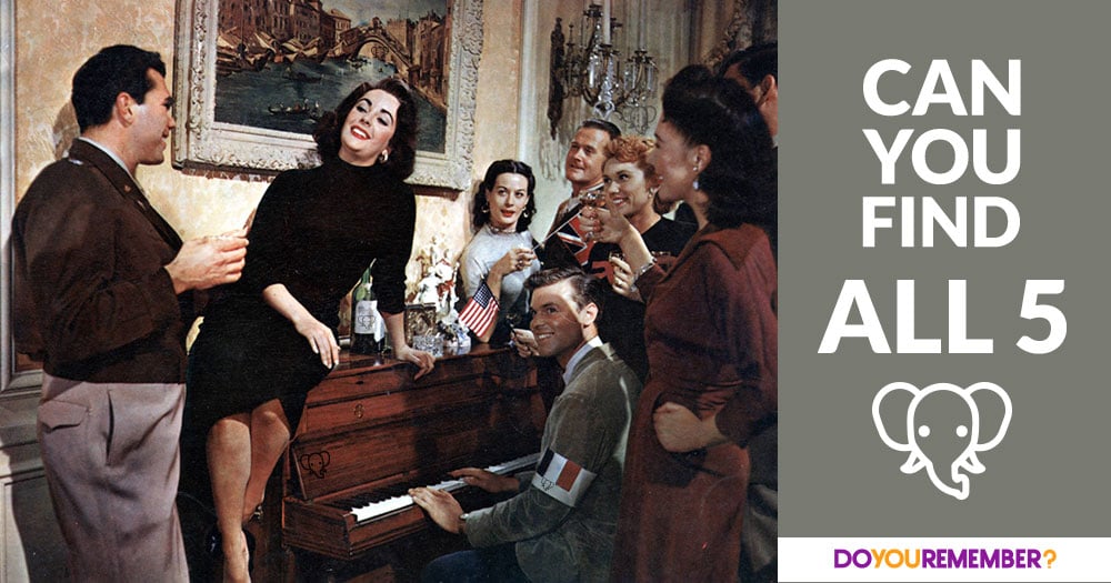Can You Find All 5 Hidden Elephants From This Iconic Scene From “The Last Time I Saw Paris” Featuring Elizabeth Taylor?