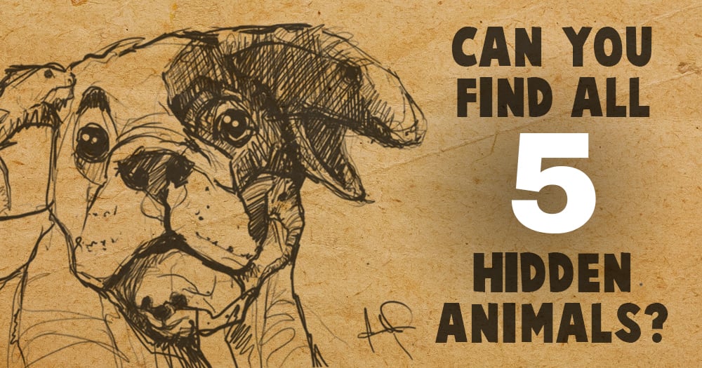 Can You Find the 5 Hidden Animals in this Adorable Puppy Drawing?