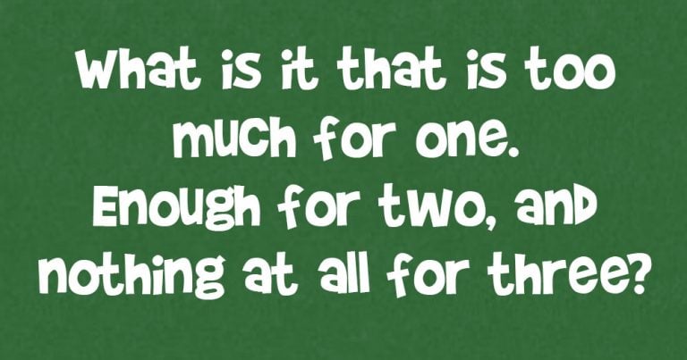 What is it that is Too Much for One. Enough for Two, and Nothing at all ...