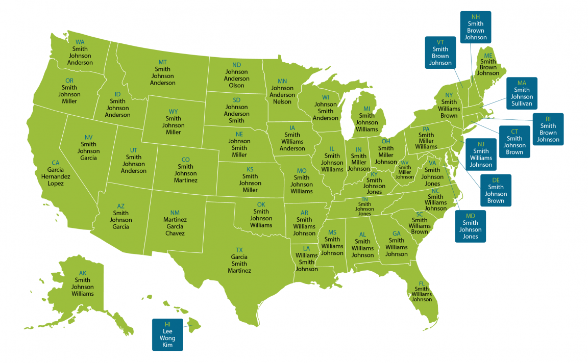 This Map Shows The Most Popular Surname In Your State | DoYouRemember?