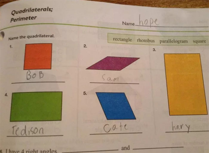 funny kid math test answers