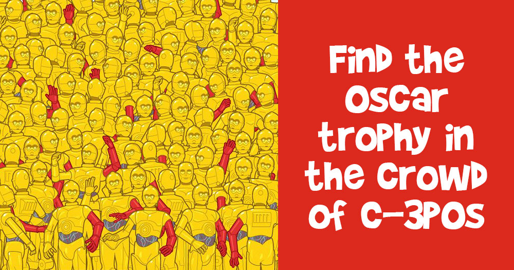 Find the Oscar trophy in the crowd of C-3POs