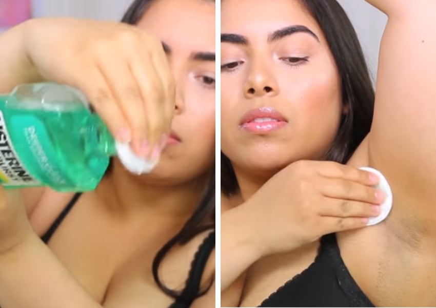 listerine as deodorant hack