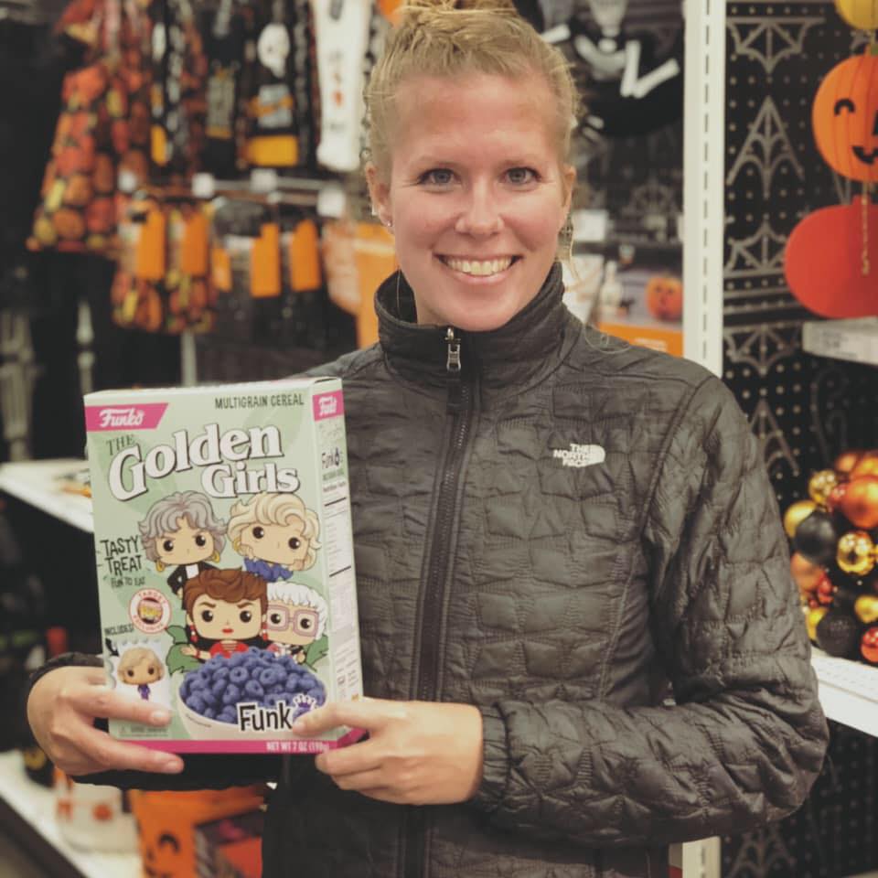 person holding golden girls cereal