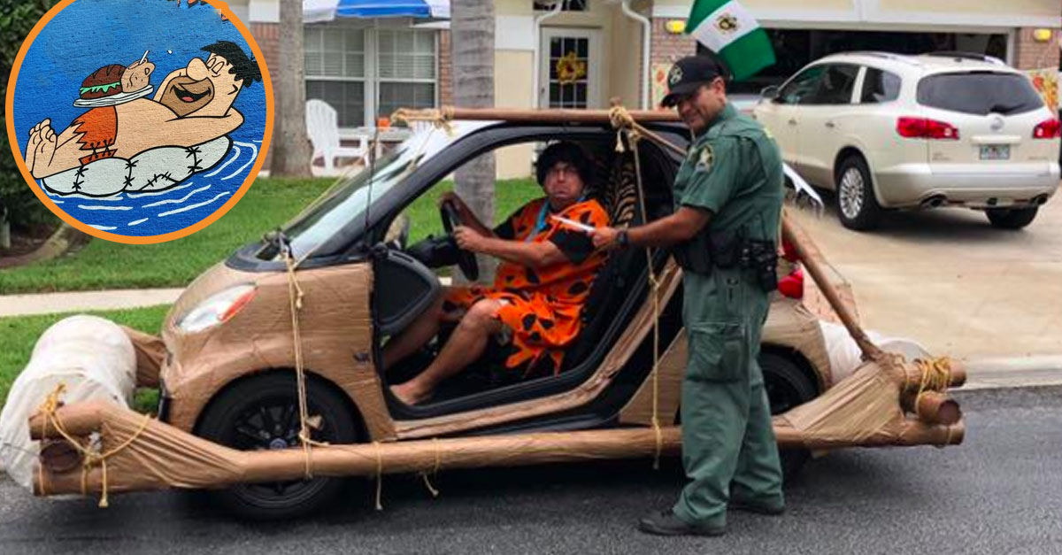 Fred Flintstone Look-Alike ‘Arrested’ For Speeding In Prehistoric Smart Car Fred Flintstone Look-Alike ‘Arrested’ For Speeding In Prehistoric Smart Car
